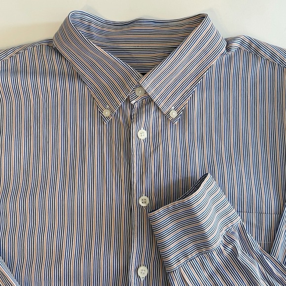 Scott Barber Other - Scott Barber Button Down Shirt Mens XXL‎ Blue Orange Striped Long Sleeve Cotton